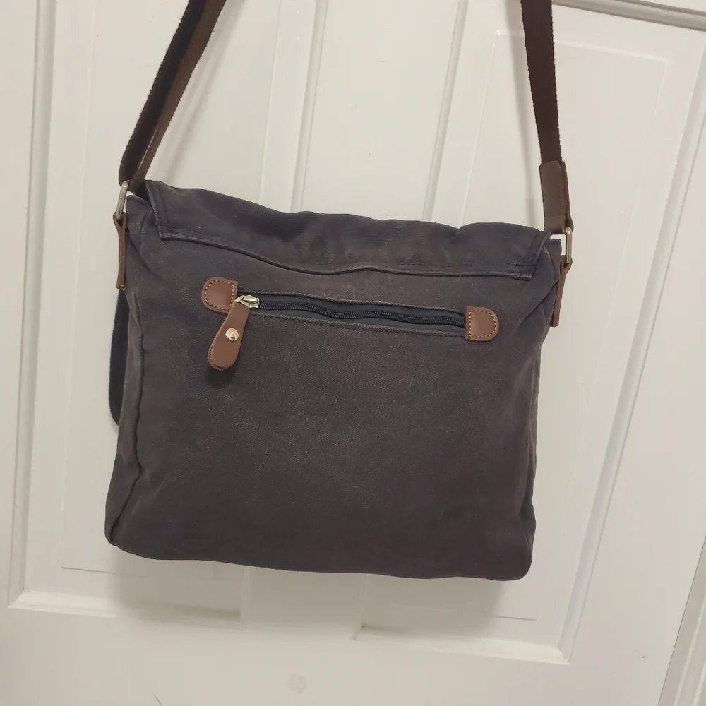 Augur Strauss & Co. Distressed Canvas with leather trim Messenger Bag